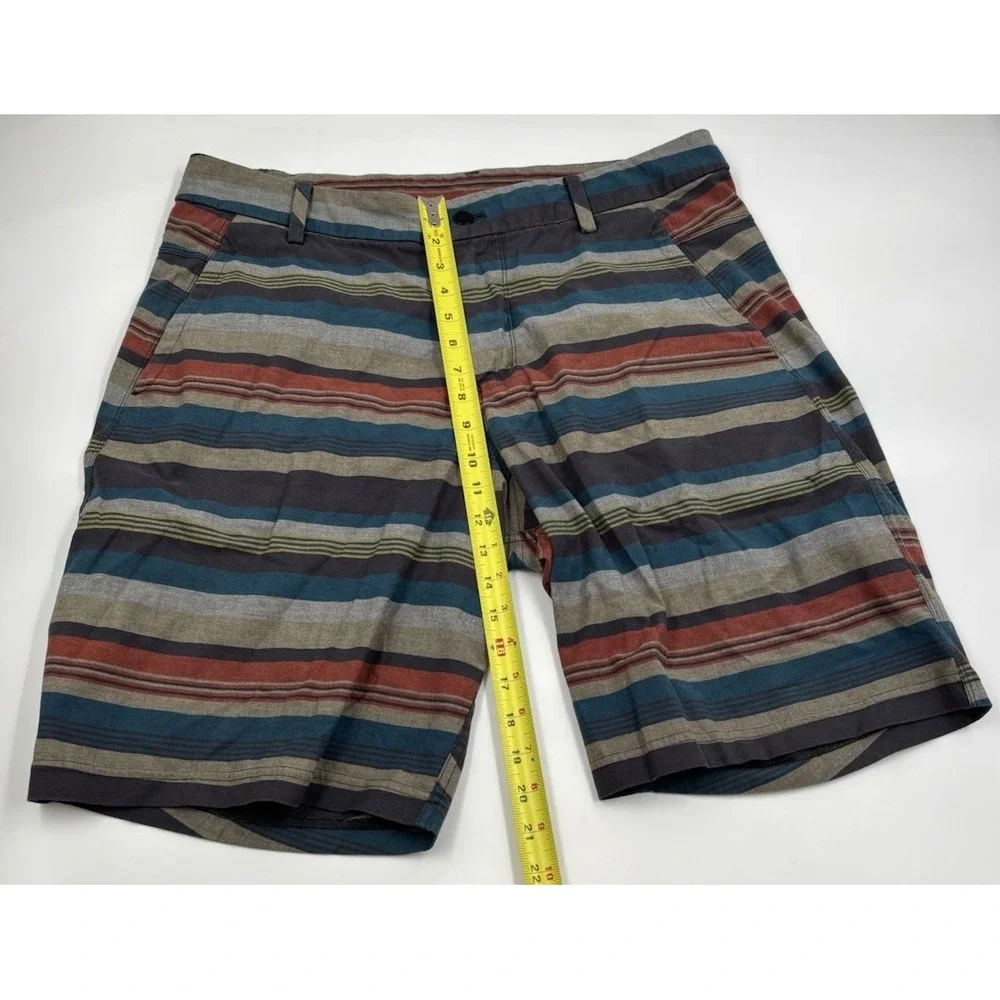 Lululemon Men's 38 Cotton Multicolor Striped Chino Flat Front‎ Shorts